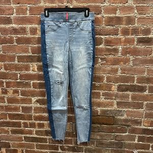 Spanx Jean-ish distressed legging, blue Spanx jegging